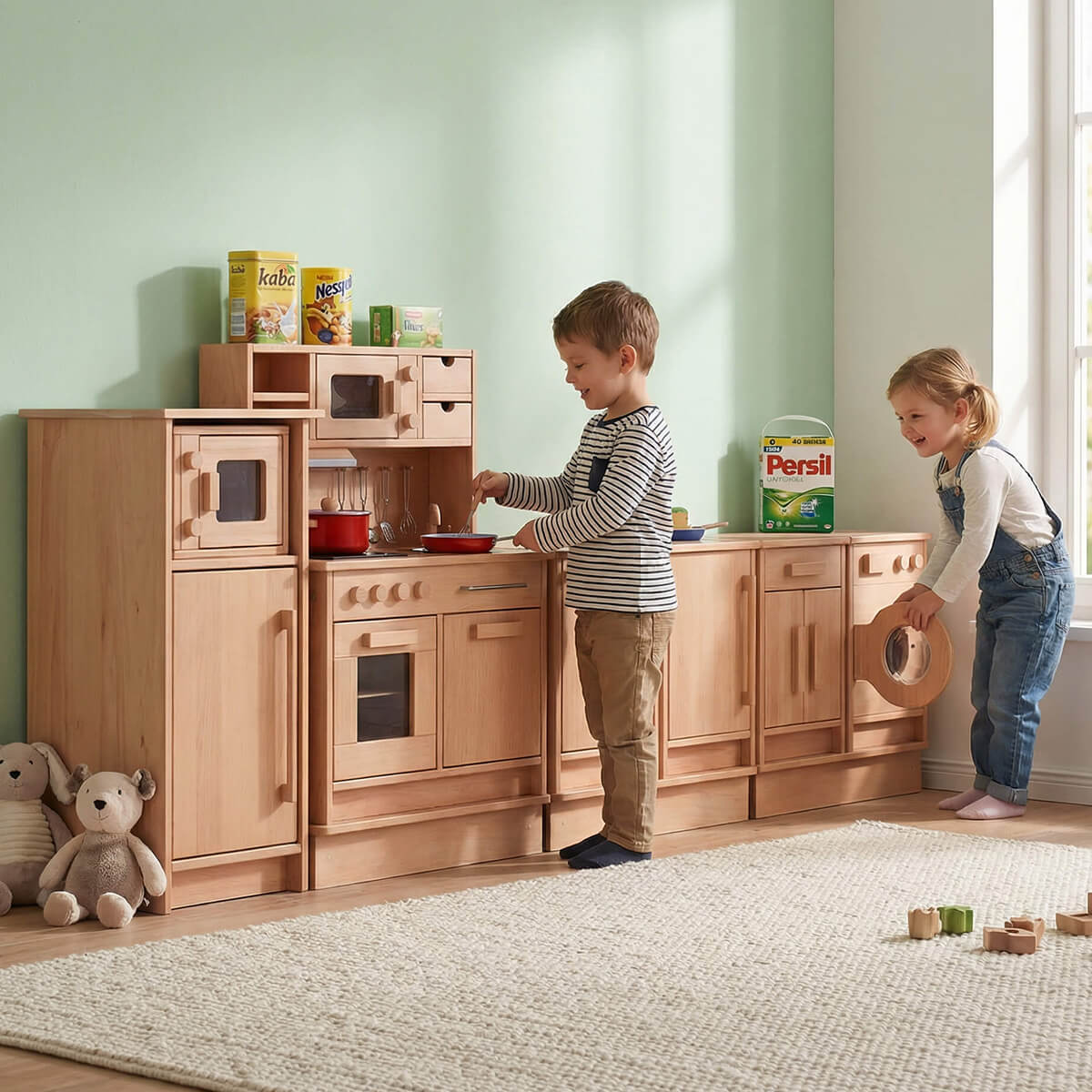 8 teilige Kinder Küchenzeile mit Podest